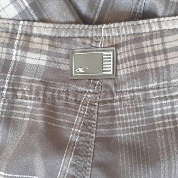 O'Neill Board Shorts Swim Trunks Black Plaid Sz 33 - Picture 6 of 8